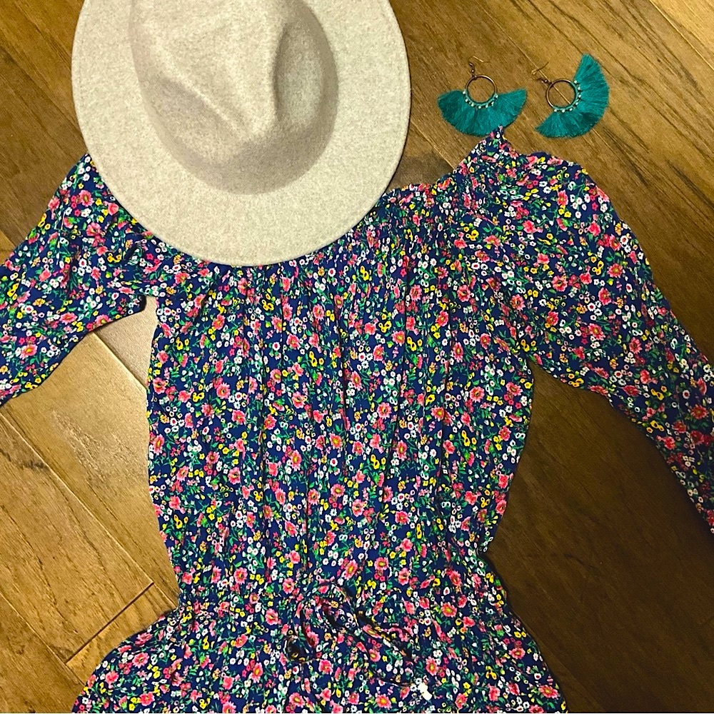 NWT Ralph Lauren Floral Romper Off-Shoulder Festival  Concert Coastal Cowgirl